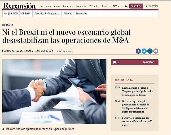 Ni el Brexit ni el nuevo escenario global desestabilizan las operaciones de M&A